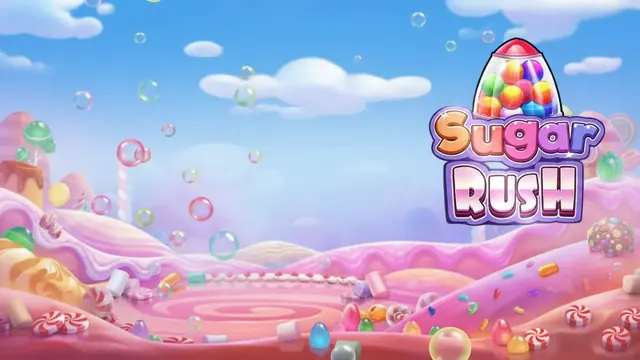 Logo Sugar Rush z automatem do gum i bańkami
